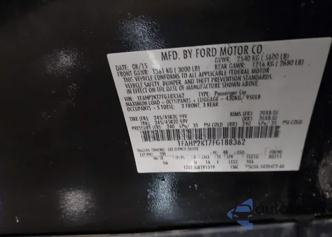 2015 Ford Taurus Sho z USA, uszkodzony, nr VIN 1FAHP2KT7FG188362